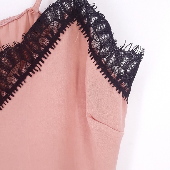 New! Dusty Rose Delicate Satin Lace Camisole Top - Picture 4 of 7